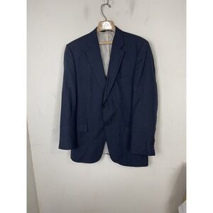 Jos A Bank Mens 42L Linen Wool Blend 2 Button Sport Coat Blazer Navy Blue